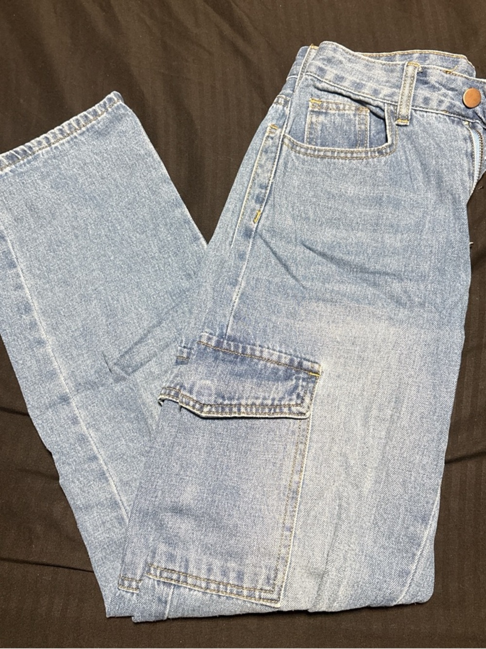 SHEIN Light Blue High Rise Cargo Jeans